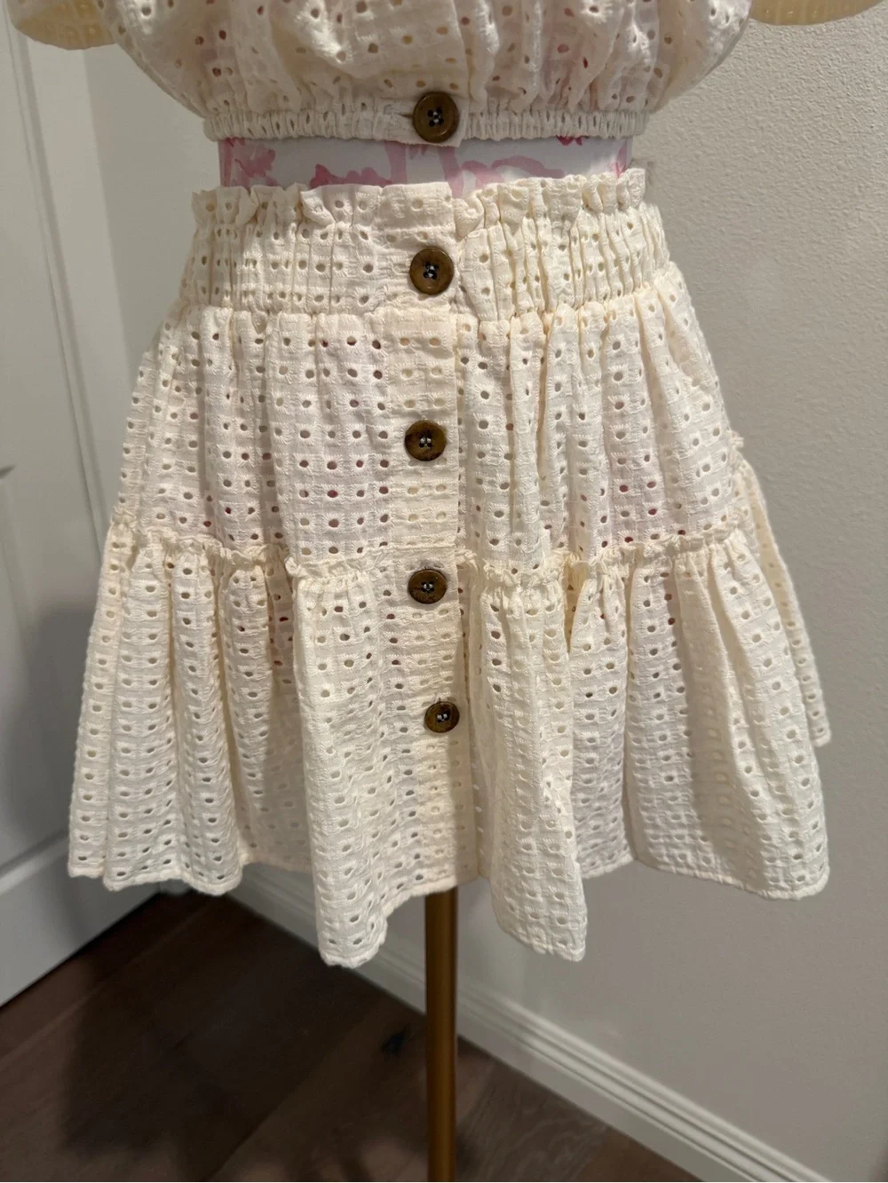Eberjey Cream Eyelet Skirt